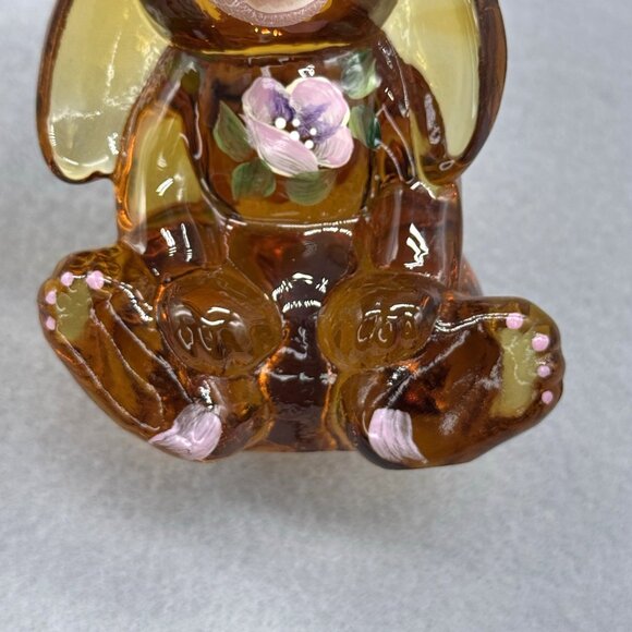 Lenox Fenton Art Glass Floppy Ear Rabbit Amber Art Glass Figure Sheela Miller - Picture 13 of 14